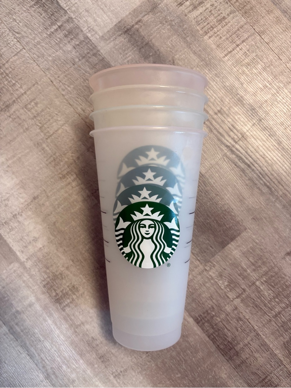 Set of 4 Starbucks Frosted Reusable Cold Cups Tumblers Matte Translucent 7”